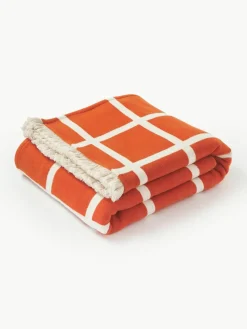 Zachte geruite plaid Edison met franjes
