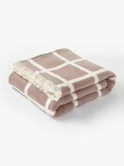 Zachte geruite plaid Edison met franjes