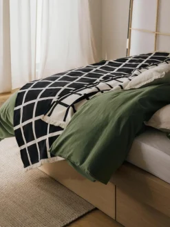 Zachte geruite plaid Edison met franjes