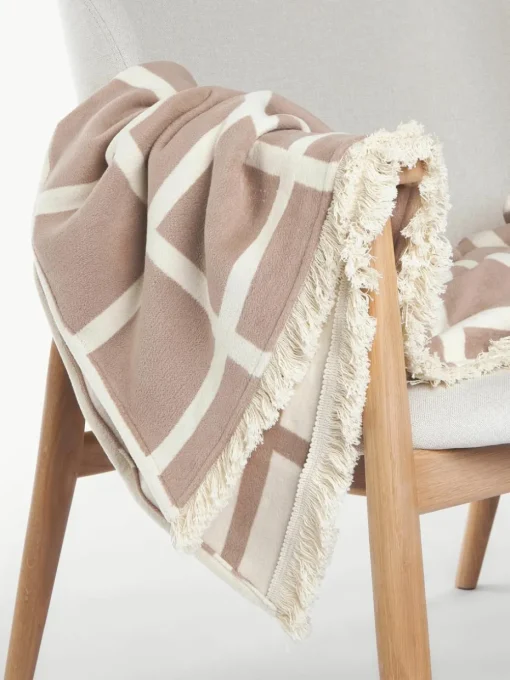 Zachte geruite plaid Edison met franjes