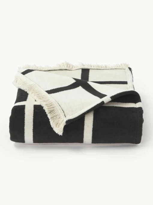 Zachte geruite plaid Edison met franjes