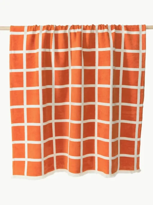 Zachte geruite plaid Edison met franjes