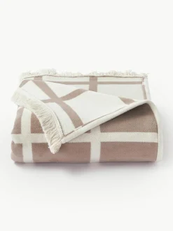 Zachte geruite plaid Edison met franjes