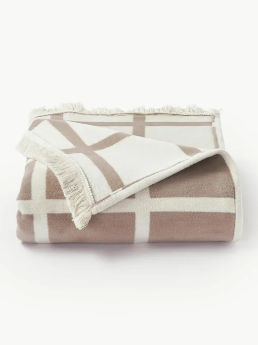 Zachte geruite plaid Edison met franjes