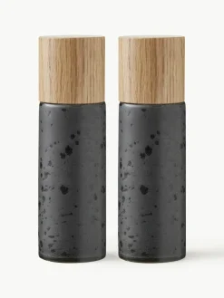 Zout- en pepermolen Bizz met houten deksel, set van 2