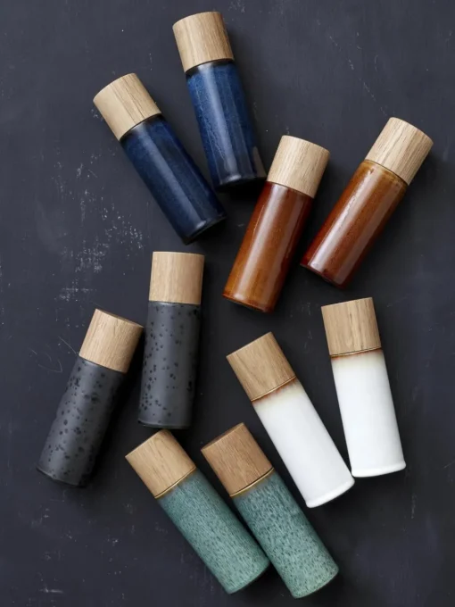 Zout- en pepermolen Bizz met houten deksel, set van 2