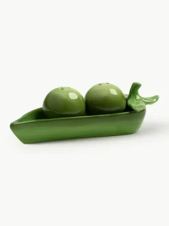 Zout- en peperstrooier Pea van dolomiet, set van 3